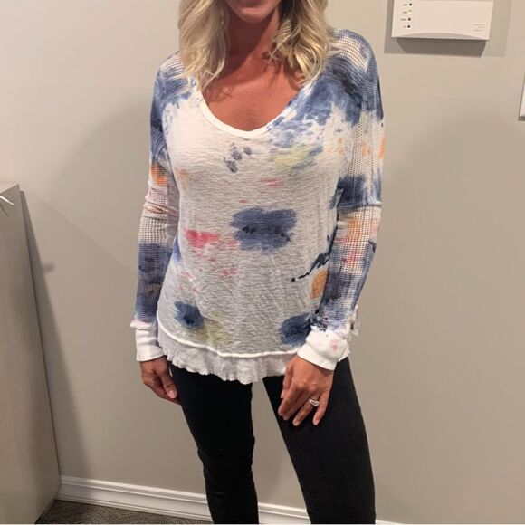 T Party Fashion Tops - T Party Fishnet TyeDye splatter Top